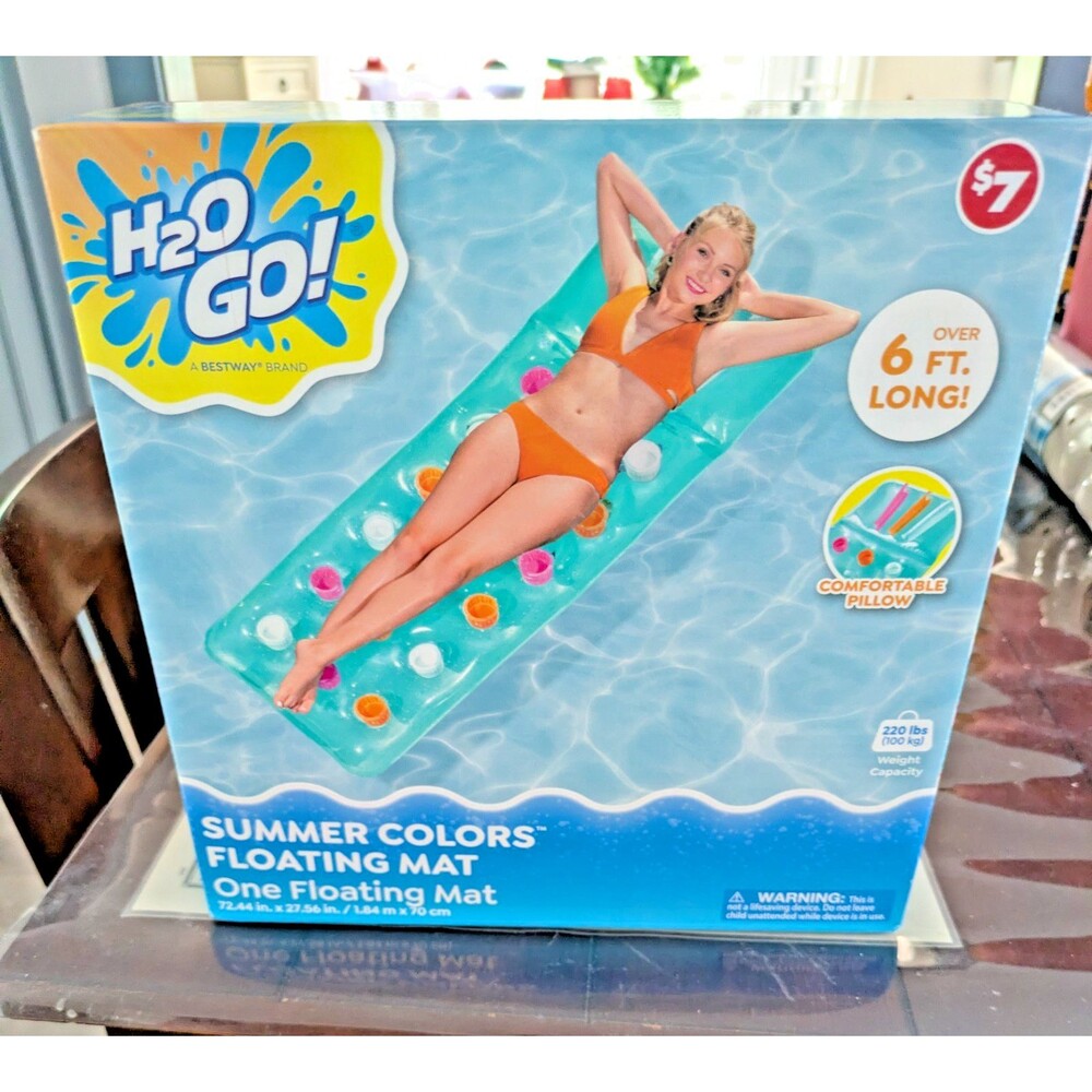 Bestway H2OGO Summer Colors Floating Mat Inflatable Pool Lounger Float 6ft New